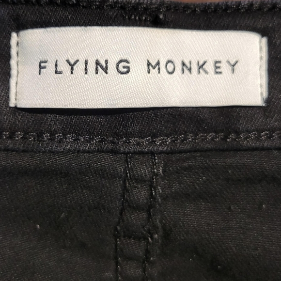 Flying Monkey Black Denim Jeans Womens Size 26 Distressed Raw Hem Skinny - Picture 6 of 7